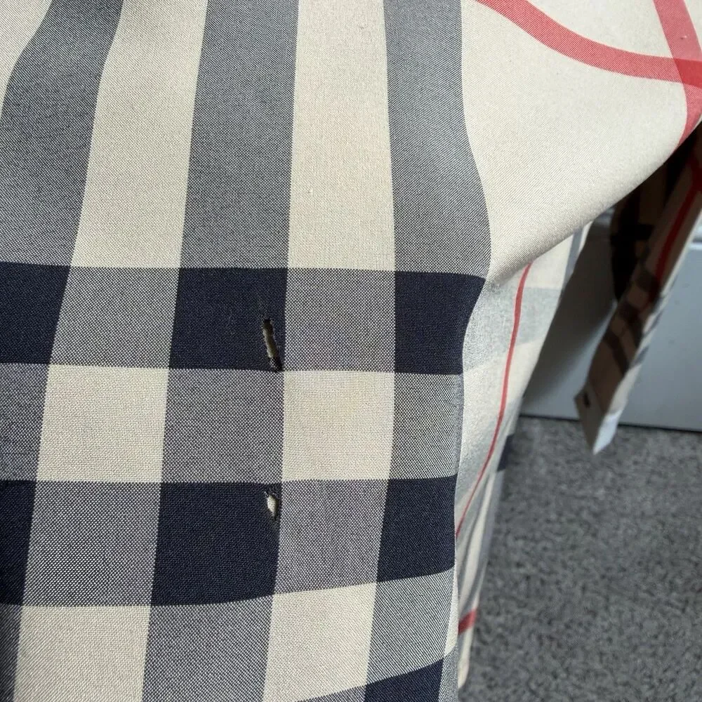 Burberry Brit Shirt Check Trim Women's Sz L Long Sleeve Cotton Career Designer - Picture 16 of 16